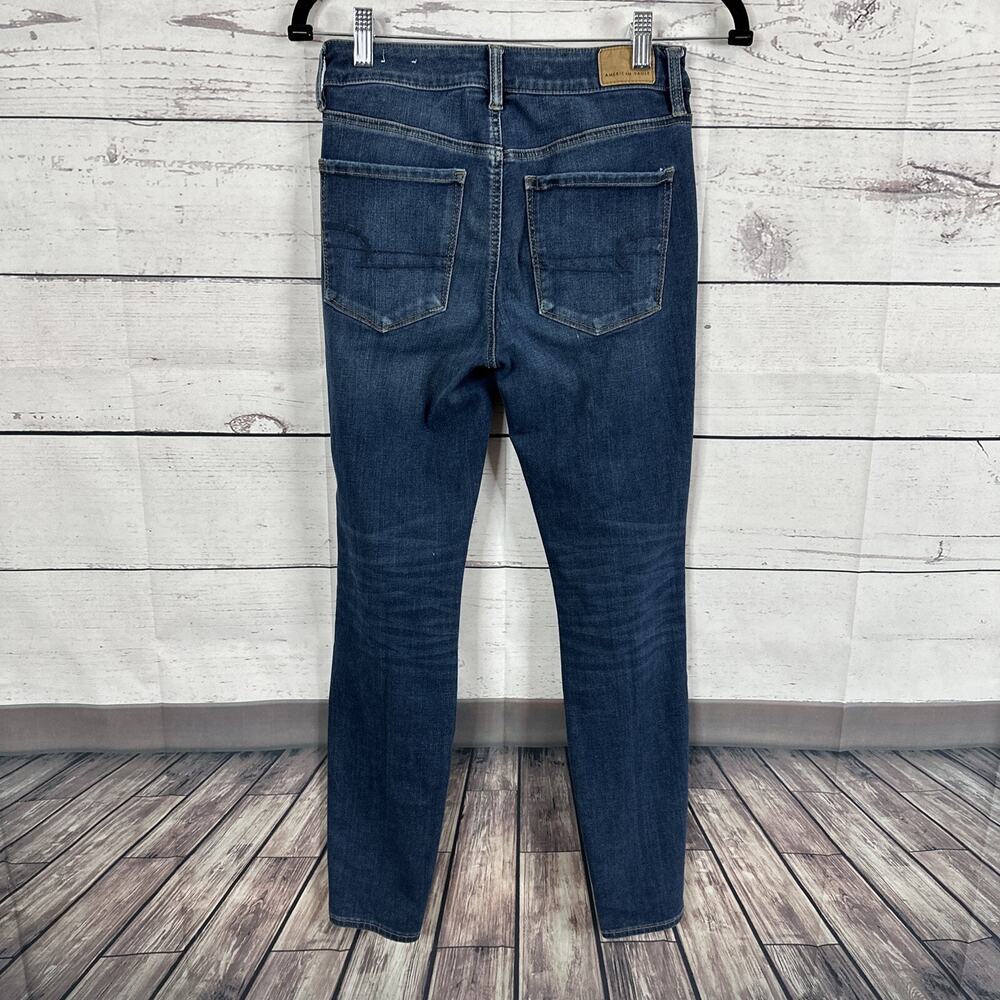 American Eagle Jeans Womens 6 Blue High Rise Jegging Next level Stretch Distress - Picture 6 of 10